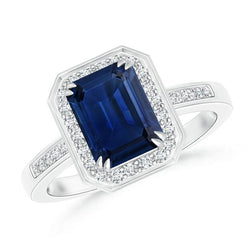 3.40 Ct Sri Lankan Sapphire Natural Earth Mined Diamonds Ring White Gold 14K