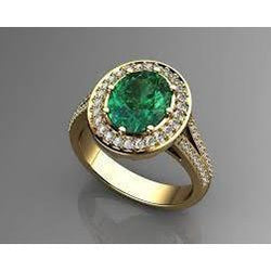 3.5 Ct Oval Cut Green Emerald With Halo Natural Earth Mined Diamond Ring