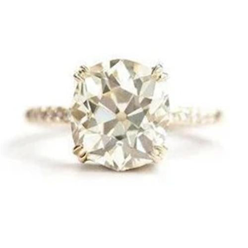 3.50 Carats Cushion Old Miner Diamond Engagement Ring White Gold 14K