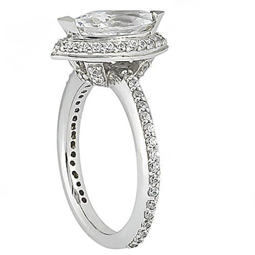 3.50 Carats Marquise Cut Diamond Ring With Accents White Gold 14K
