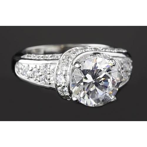3.50 Carats Pave Setting Anniversary Ring Round Diamond