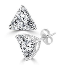 3.50 Carats Trillion Cut Diamonds Women Studs Earrings Gold White