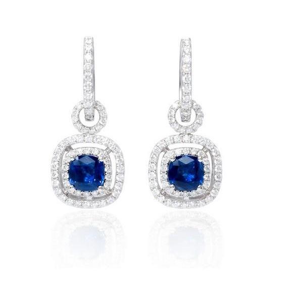 3.50 Ct Ceylon Sapphire With Diamonds Lady Dangle Earrings