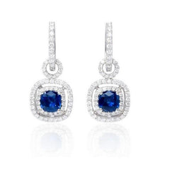 3.50 Ct Ceylon Sapphire With Natural Earth Mined Diamonds Lady Dangle Earrings