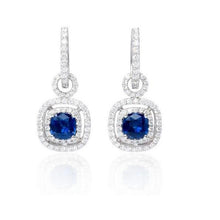 3.50 Ct Ceylon Sapphire With Diamonds Lady Dangle Earrings