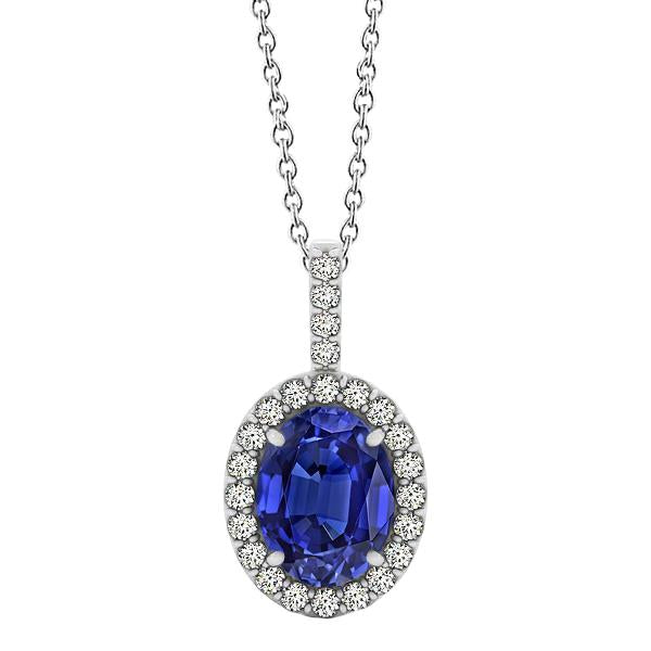3.50 Ct Tanzanite With Diamonds Pendant 14K White Gold