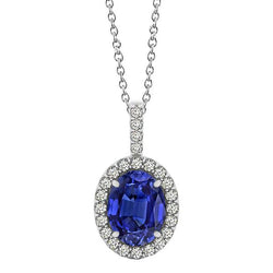 3.50 Ct Tanzanite With Natural Earth Mined Diamonds Pendant 14K White Gold