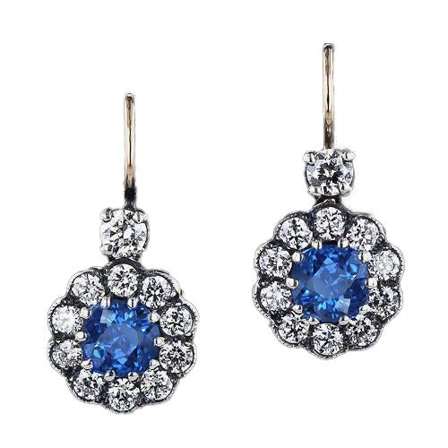 3.50 Ct. Blue Sapphire Drop Earring Diamond Gemstone Jewelry