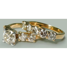 3.51 Ct Round Diamonds Engagement Ring Band Set Yellow Gold