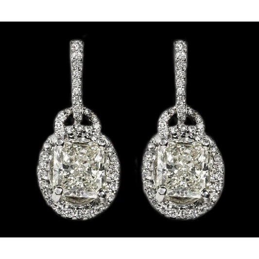 3.51 Ct. Radiant Cut Diamonds Lever Backs White Gold Earring