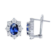 3.60 Ct Ceylon Blue Sapphire Diamond Cluster Studs White Gold 14K