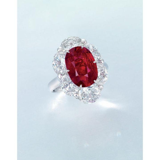 3.60 Ct Oval Cut Ruby Diamond Ring New
