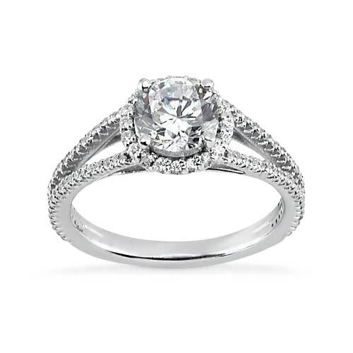 3.62 Carats Round Diamond Halo Ring White Gold 14K