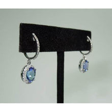 3.64 Carat Oval Tanzanite & Round Diamonds Dangle Hoop Earrings
