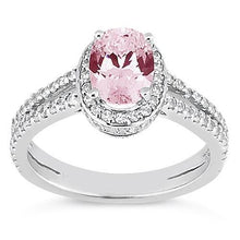 3.73 Ct Prong Setting Halo Pink Gemstone Oval Diamond Ring