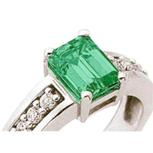 3.75 Ct Green Emerald And Diamond Ring Solitaire With Accents