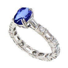 3.76 Ct Oval Sri Lanka Blue Sapphire Diamonds Anniversary Ring Gold