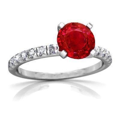 3.90 Carats Ruby And Diamonds Ring White Gold 14K Prong Set