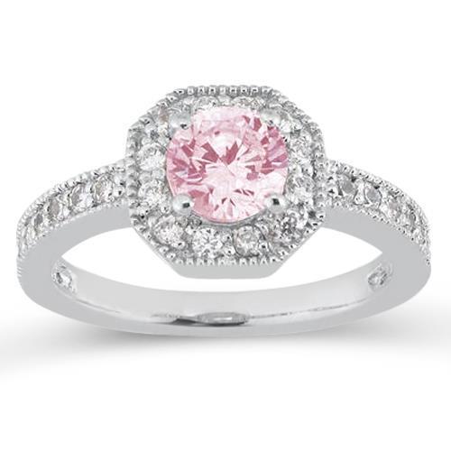 3.91 Carats Anniversary Pink Sapphire Halo Diamond Gemstone Ring