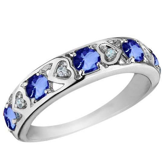 4 Carat Eternity Band Round Tanzanite Diamonds Jewelry