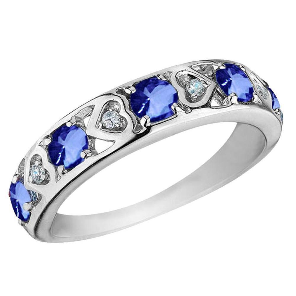 4 Carat Eternity Band Round Tanzanite Diamonds Jewelry