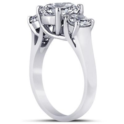 4 Carat Round Diamond Three Stone Engagement Ring White Gold 14K