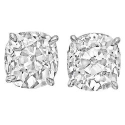 4 Ct Cushion Old Mine Cut Natural Earth Mined Diamonds Studs Earring White Gold 14K