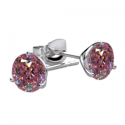 4 Ct Round Solitaire Pink Sapphire Stud Gold Earring Lady Jewelry