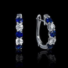 4 Carats Ceylon Sapphire Jewelry Diamond Women Hoop Earring Gold