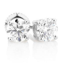 4 Carats Round Cut Prong Set Diamonds Studs Earring White Gold