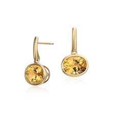 40 Ct Oval Maderia Citrine Lady Dangle Earrings Bezel Set Yellow Gold
