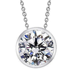 4Ct Round Cut Big Natural Earth Mined Diamond Solitaire Pendant White Gold Lady Jewellery