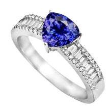 4.01 Ct Trillion Tanzanite Diamonds Engagement Ring White Gold 14K