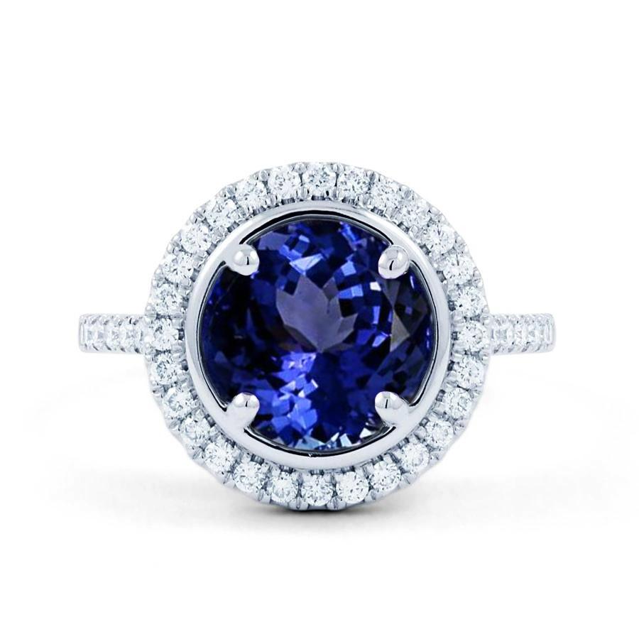 4.25 Carats Tanzanite And Diamonds Ring White Gold 14K