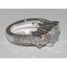 4.26 Ct. Vintage Style Three Stone White Gold Engagement Ring