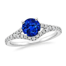 4.35 Ct Prong Set Ceylon Sapphire Diamonds Ring White Gold