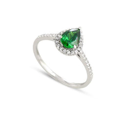 4.50 Carats Green Emerald With Diamonds Ring White Gold 14K