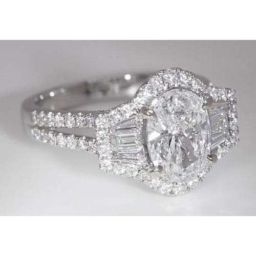 4.50 Carats Oval Cut Diamond Anniversary Ring Split Shank