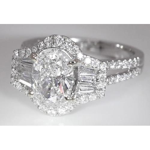 4.50 Carats Oval Cut Diamond Anniversary Ring Split Shank
