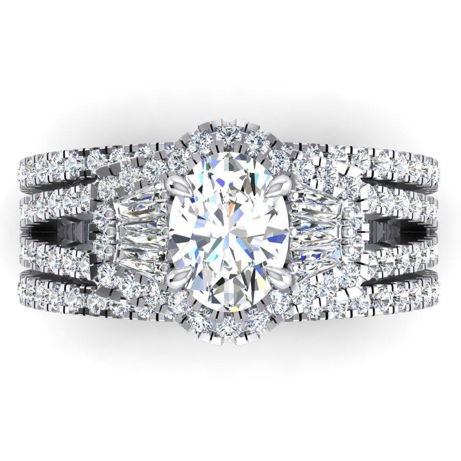 4.50 Carats Oval Cut Diamond Anniversary Ring Split Shank