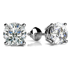 4.50 Carats Prong Set Round Solitaire Diamond Stud Earring White Gold
