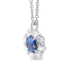 4.50 Carats Sri Lanka Blue Sapphire Natural Earth Mined Diamonds Pendant Necklace Gold