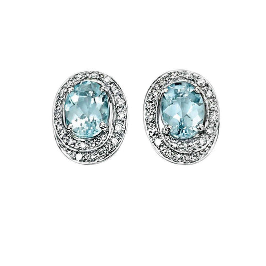 natural round aquamarine 4.50ct earring front view