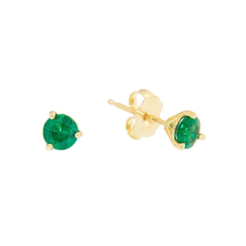 4.50 Ct Green Emerald Round Cut Stud Earring
