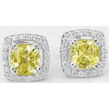4.50 Ct. Cushion Yellow Sapphire Studs Earrings Gold White 14K