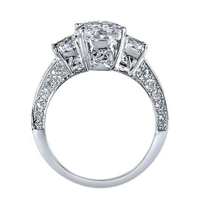 4.51 Carat Oval Diamond Three Stone Style Engagement Ring White Gold