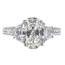 4.51 Carat Oval Diamond Three Stone Style Engagement Ring White Gold