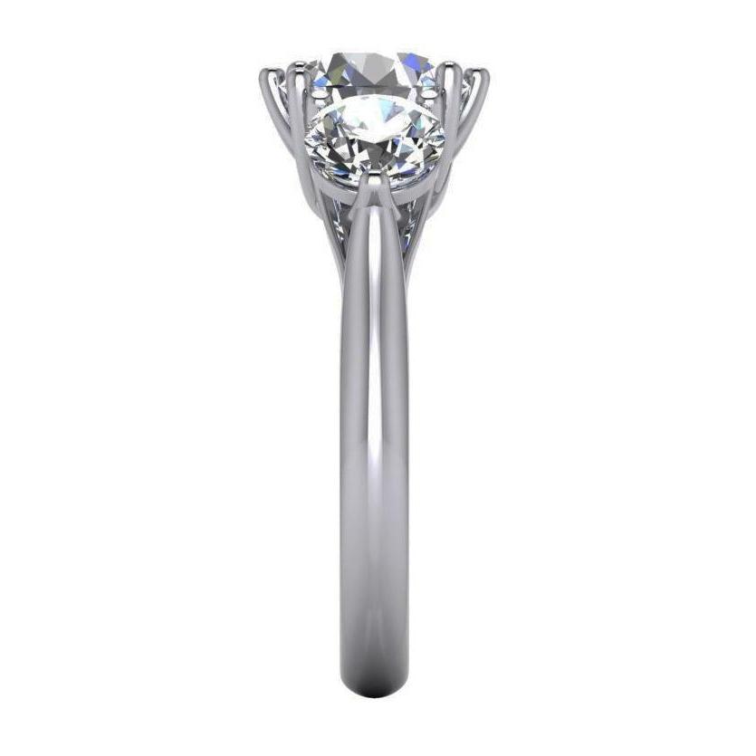 4.51 Carats Round 3 Stone Diamond Engagement Ring Trellis Style