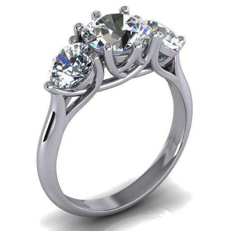 4.51 Carats Round 3 Stone Diamond Engagement Ring Trellis Style