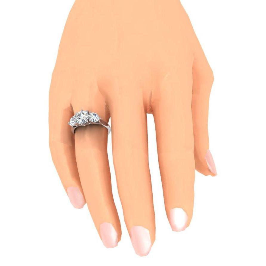 4.51 Carats Round 3 Stone Diamond Engagement Ring Trellis Style